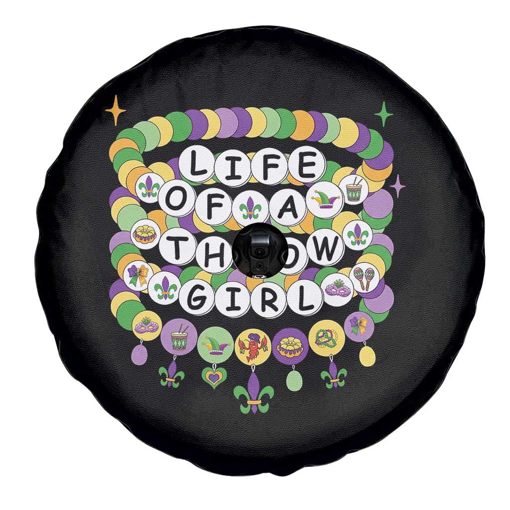 Funny Mardi Gras Throw Girl Life Spare Tire Cover Friendship Bracelet Beads