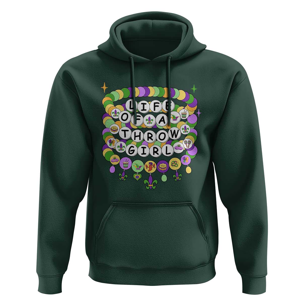 Funny Mardi Gras Throw Girl Life Hoodie Friendship Bracelet Beads