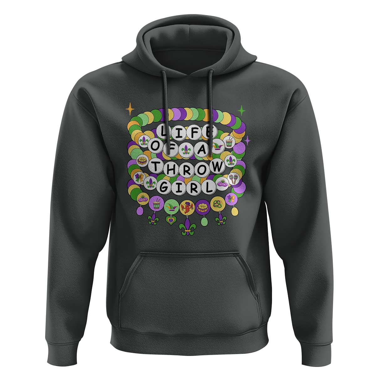 Funny Mardi Gras Throw Girl Life Hoodie Friendship Bracelet Beads