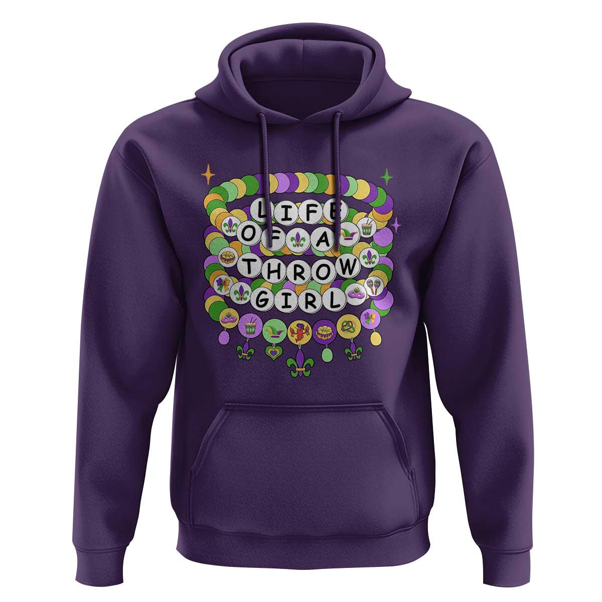 Funny Mardi Gras Throw Girl Life Hoodie Friendship Bracelet Beads