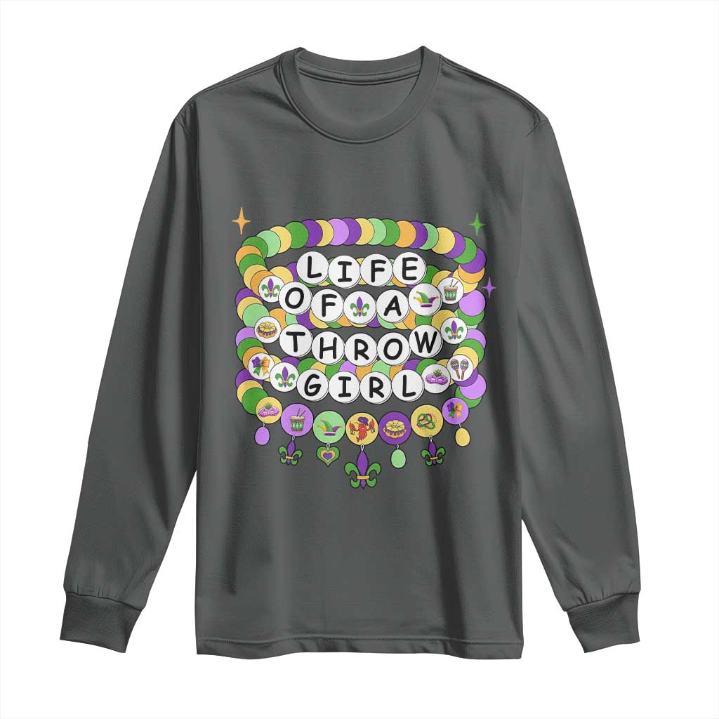 Funny Mardi Gras Throw Girl Life Long Sleeve Shirt Friendship Bracelet Beads