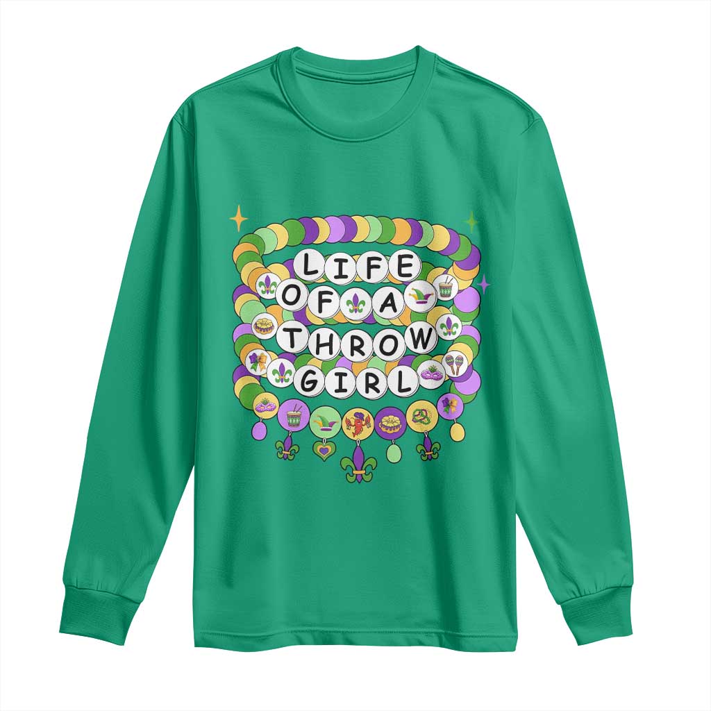 Funny Mardi Gras Throw Girl Life Long Sleeve Shirt Friendship Bracelet Beads