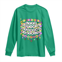 Funny Mardi Gras Throw Girl Life Long Sleeve Shirt Friendship Bracelet Beads