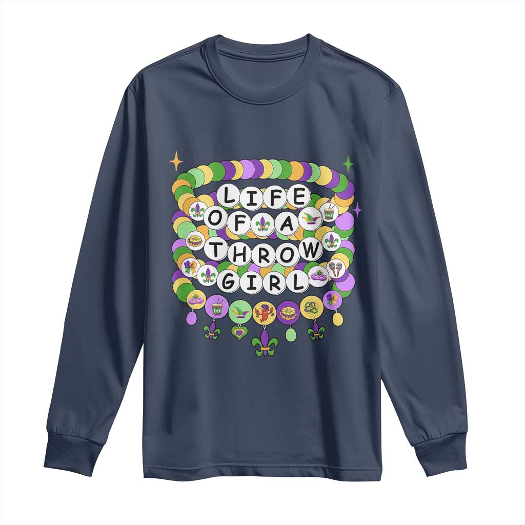 Funny Mardi Gras Throw Girl Life Long Sleeve Shirt Friendship Bracelet Beads