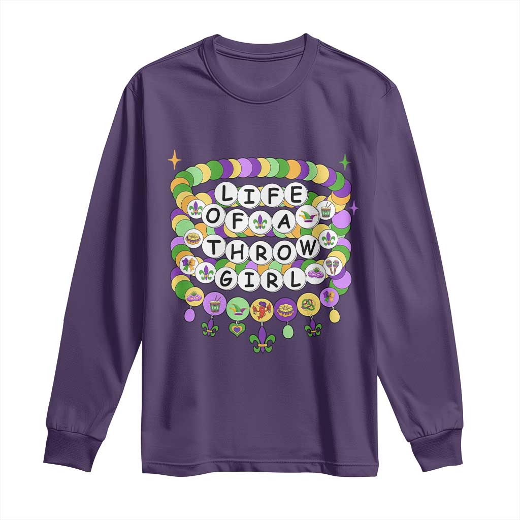 Funny Mardi Gras Throw Girl Life Long Sleeve Shirt Friendship Bracelet Beads
