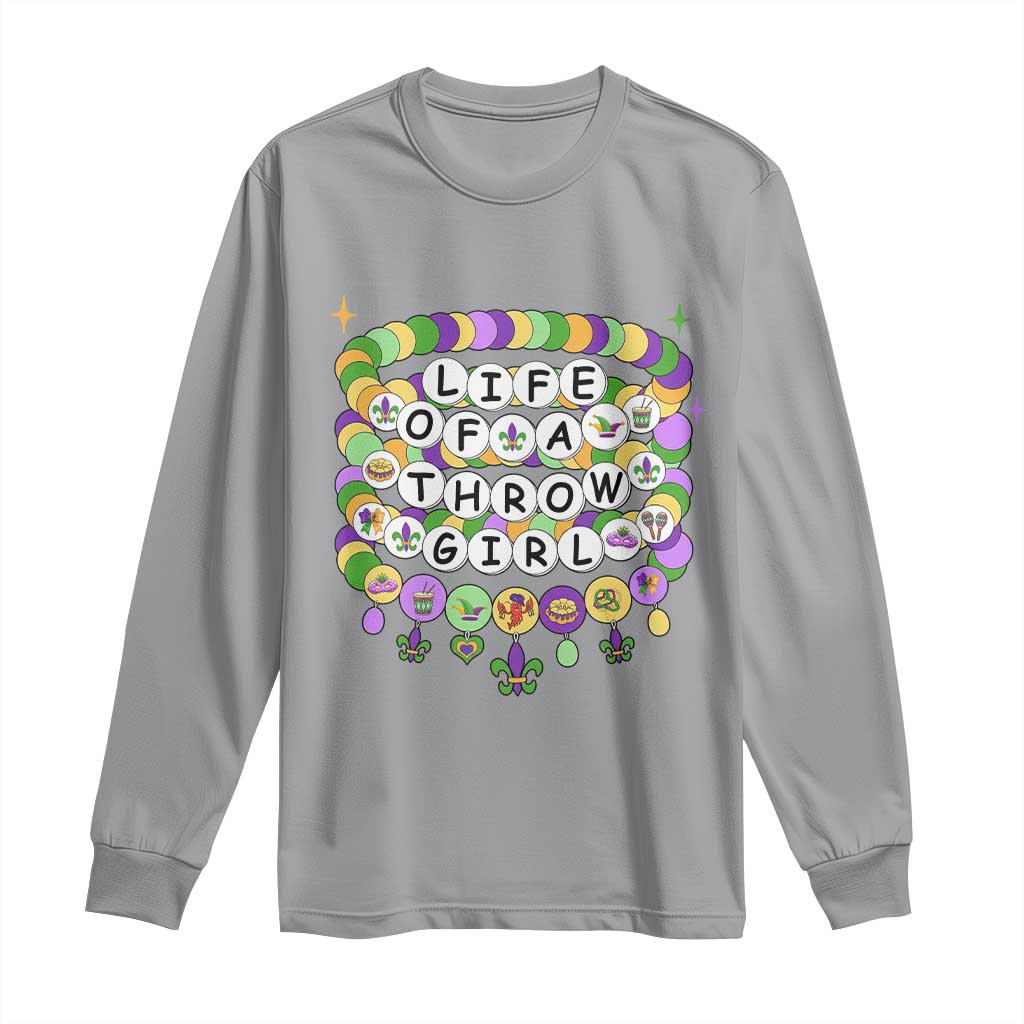 Funny Mardi Gras Throw Girl Life Long Sleeve Shirt Friendship Bracelet Beads