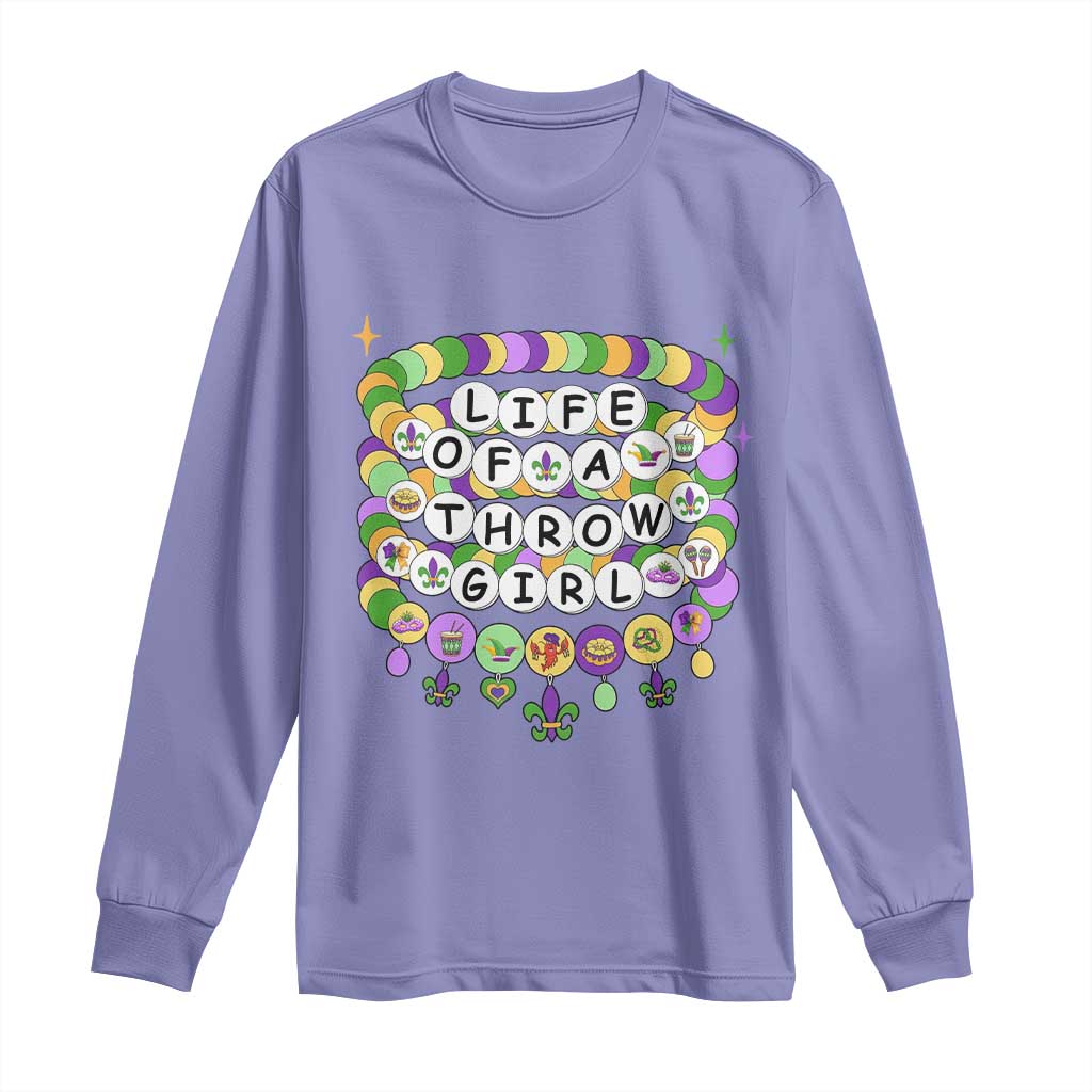 Funny Mardi Gras Throw Girl Life Long Sleeve Shirt Friendship Bracelet Beads