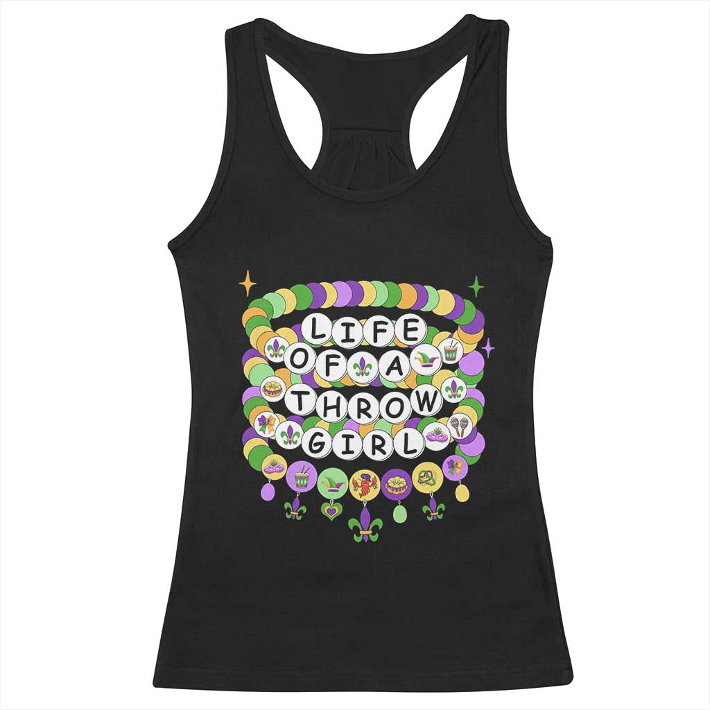 Funny Mardi Gras Throw Girl Life Racerback Tank Top Friendship Bracelet Beads