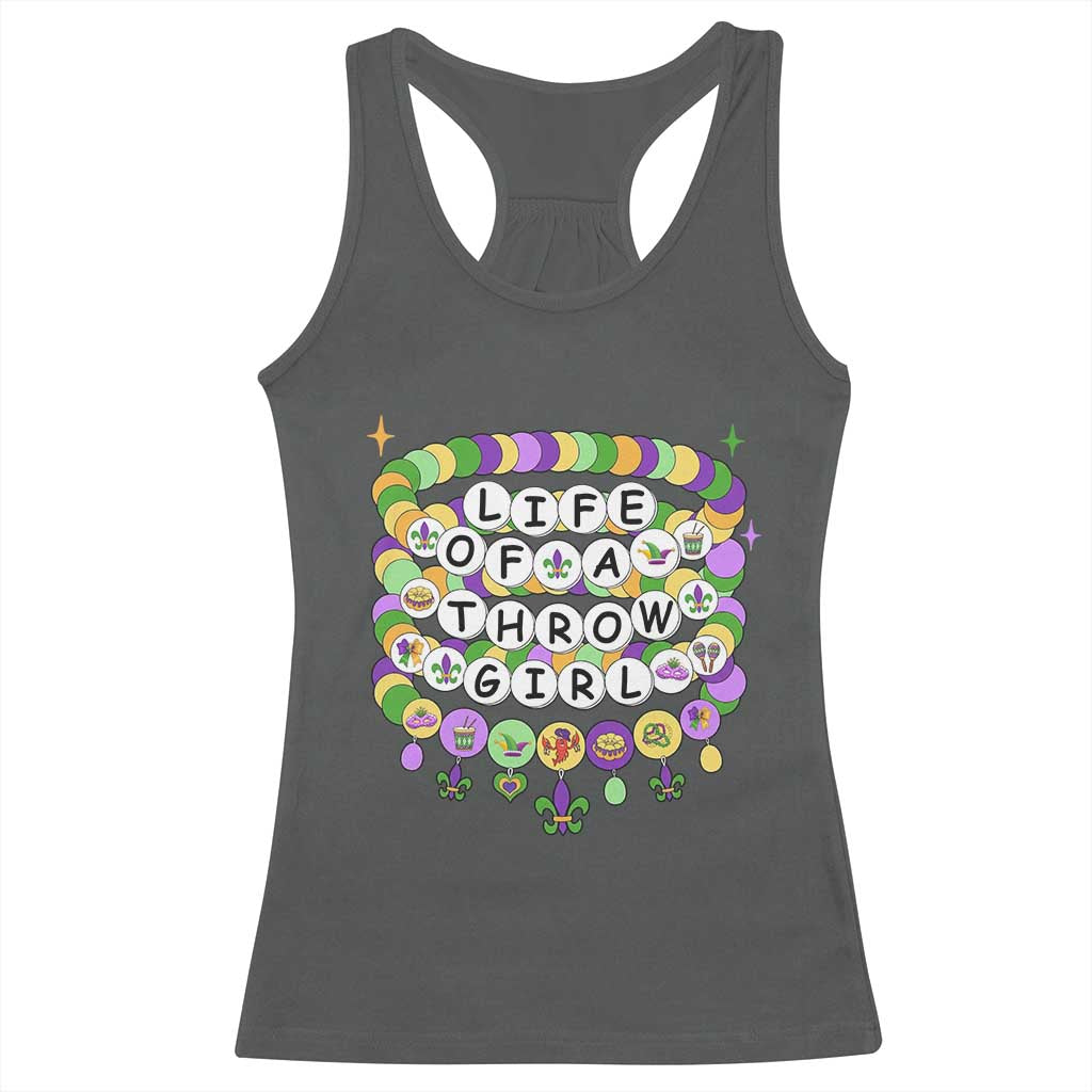 Funny Mardi Gras Throw Girl Life Racerback Tank Top Friendship Bracelet Beads