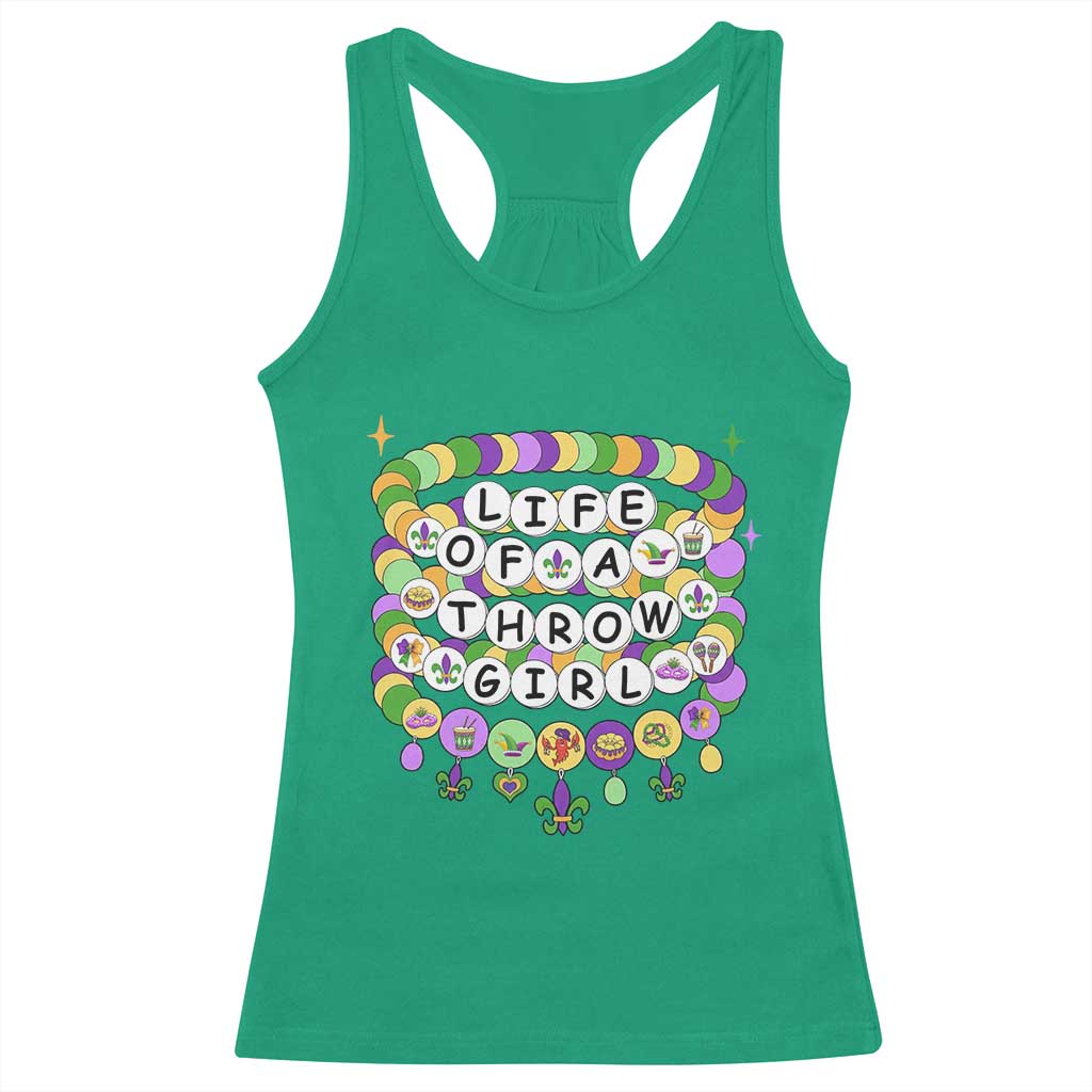Funny Mardi Gras Throw Girl Life Racerback Tank Top Friendship Bracelet Beads