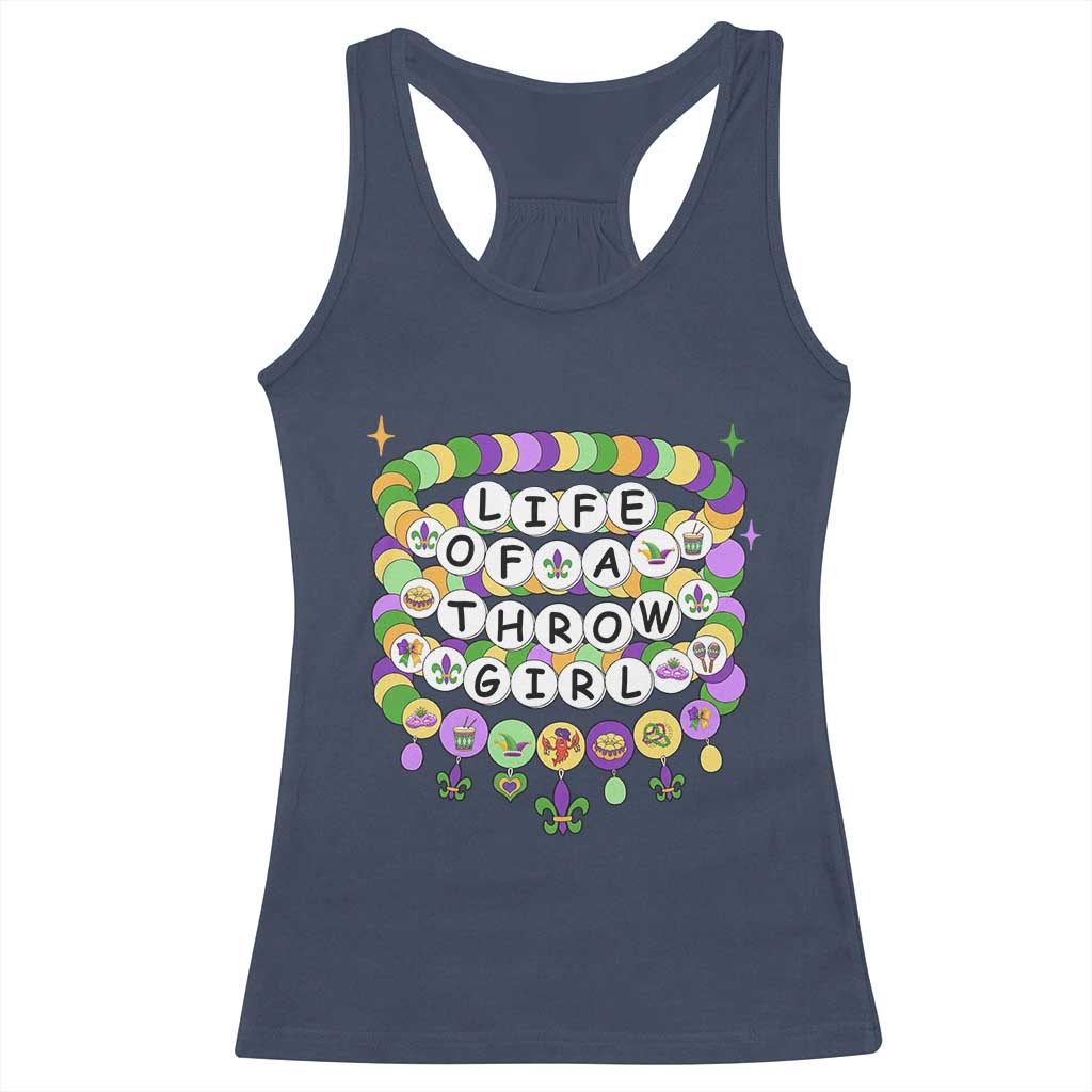 Funny Mardi Gras Throw Girl Life Racerback Tank Top Friendship Bracelet Beads