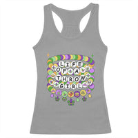 Funny Mardi Gras Throw Girl Life Racerback Tank Top Friendship Bracelet Beads