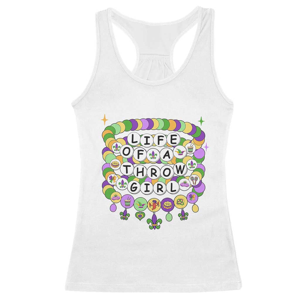 Funny Mardi Gras Throw Girl Life Racerback Tank Top Friendship Bracelet Beads