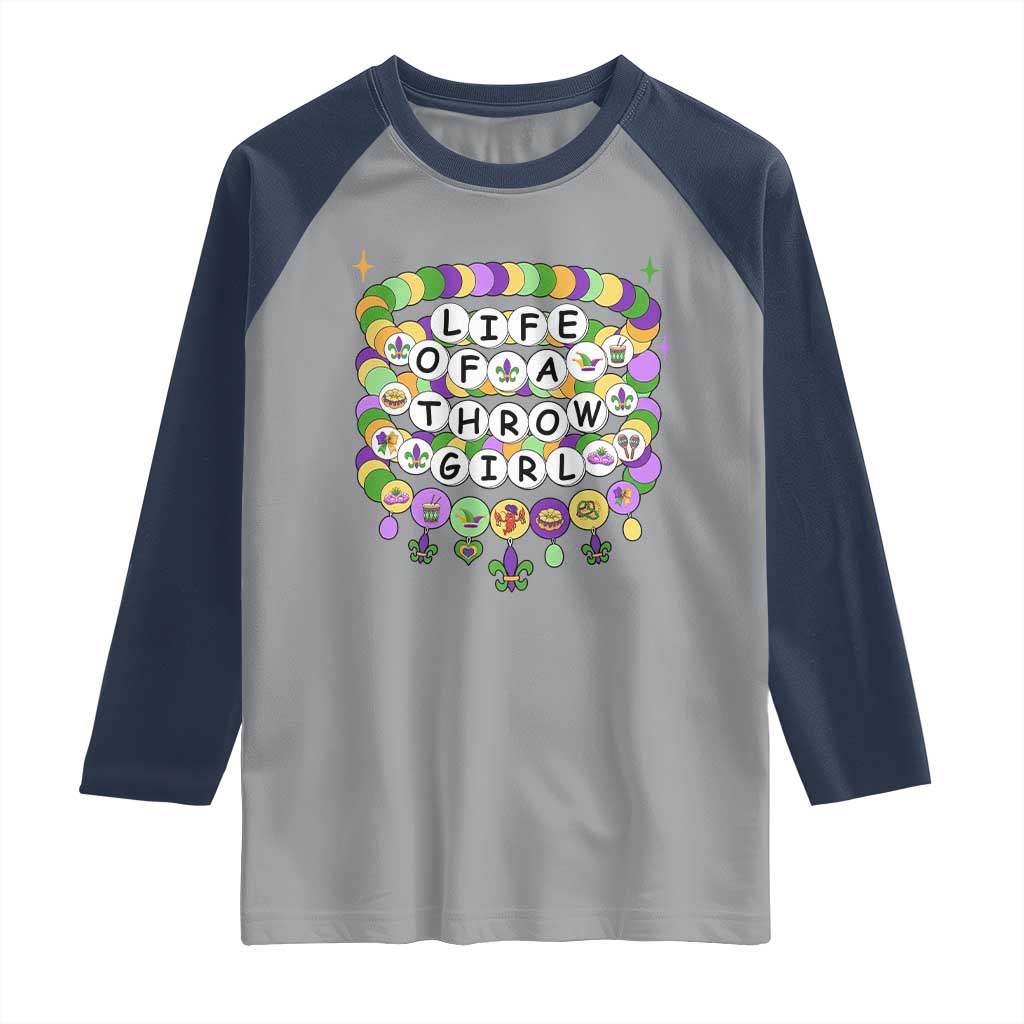 Funny Mardi Gras Throw Girl Life Raglan Shirt Friendship Bracelet Beads