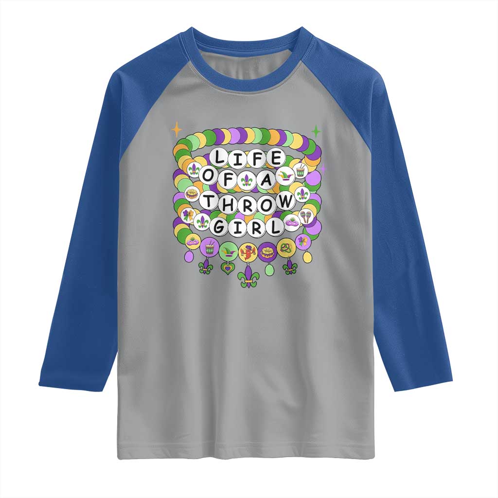 Funny Mardi Gras Throw Girl Life Raglan Shirt Friendship Bracelet Beads