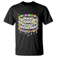 Funny Mardi Gras Throw Girl Life T Shirt Friendship Bracelet Beads