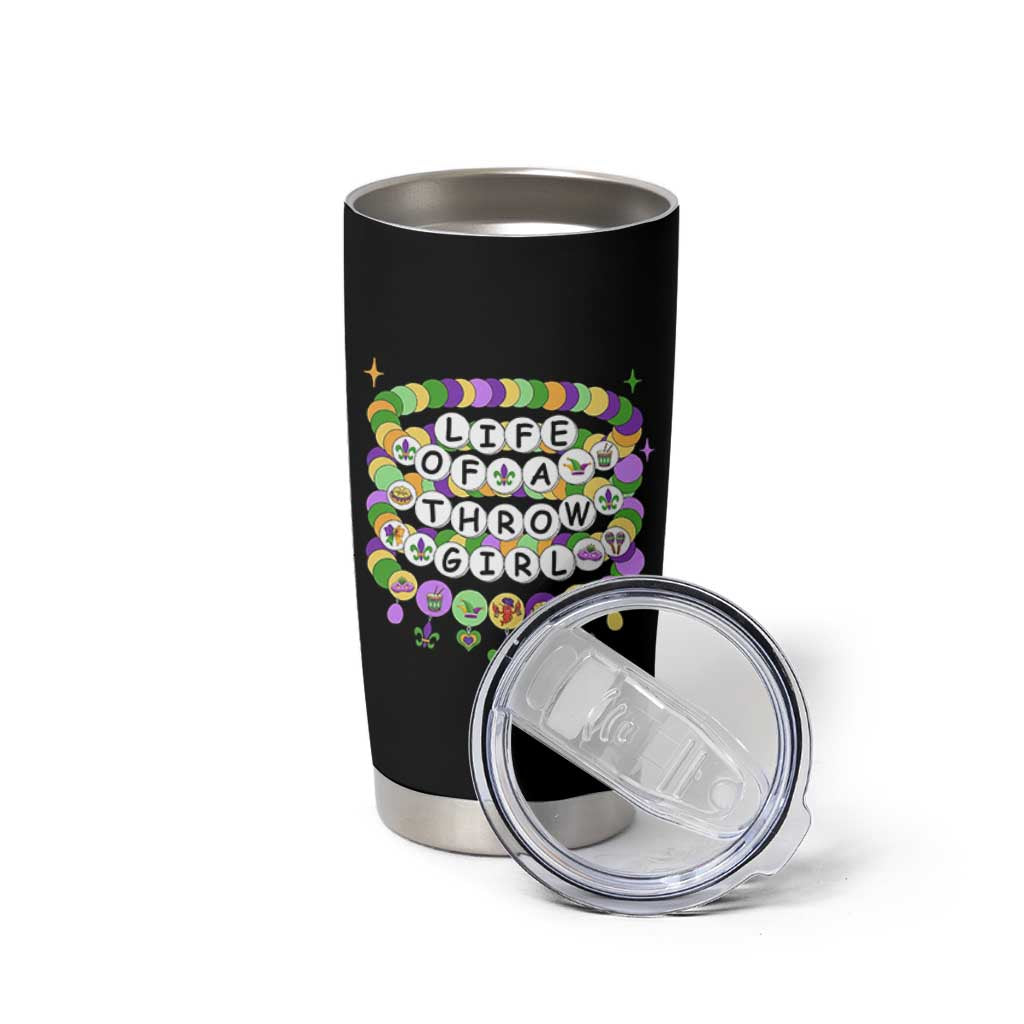 Funny Mardi Gras Throw Girl Life Tumbler Cup Friendship Bracelet Beads