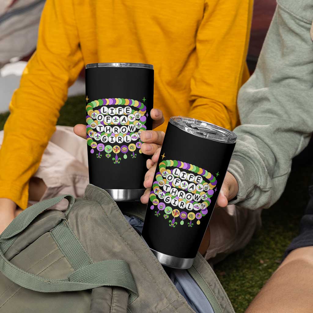 Funny Mardi Gras Throw Girl Life Tumbler Cup Friendship Bracelet Beads