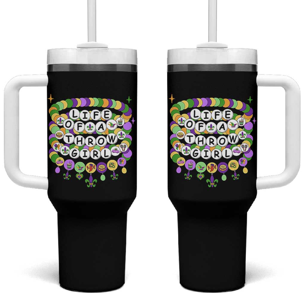 Funny Mardi Gras Throw Girl Life Tumbler With Handle Friendship Bracelet Beads