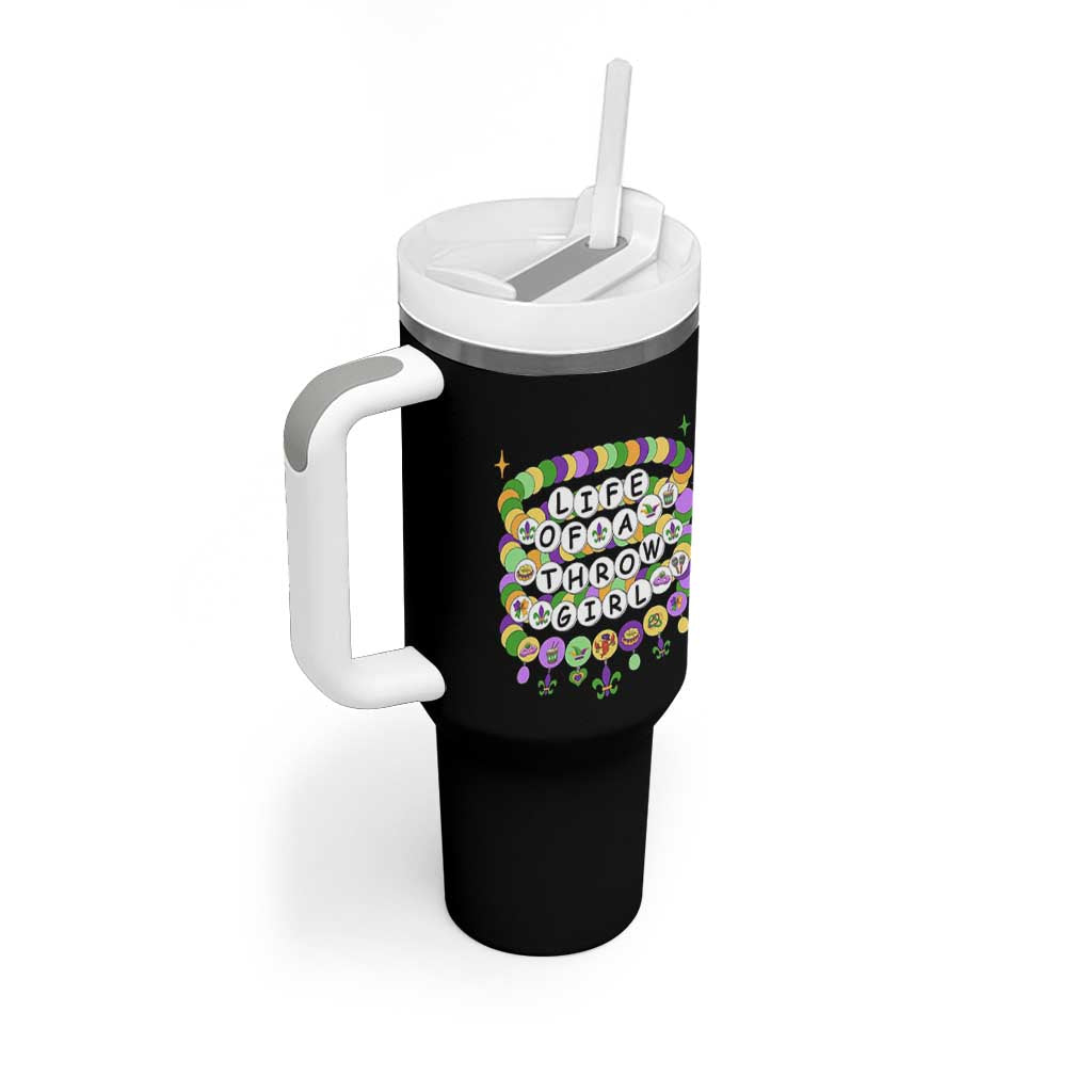 Funny Mardi Gras Throw Girl Life Tumbler With Handle Friendship Bracelet Beads