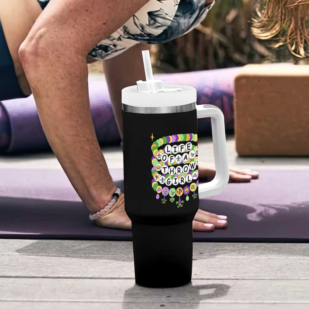 Funny Mardi Gras Throw Girl Life Tumbler With Handle Friendship Bracelet Beads