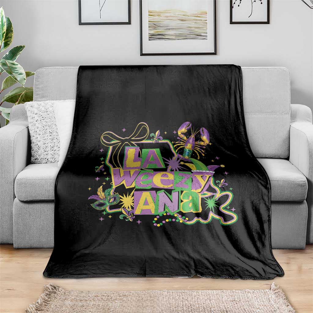 Funny Mardi Gras La Weezy Ana Throw Blanket New Orleans Festival Louisiana Map