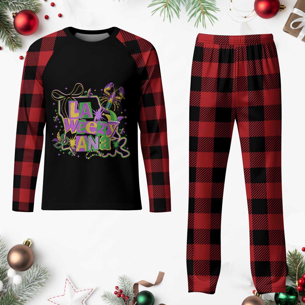 Funny Mardi Gras La Weezy Ana Plaid Pajama Set New Orleans Festival Louisiana Map