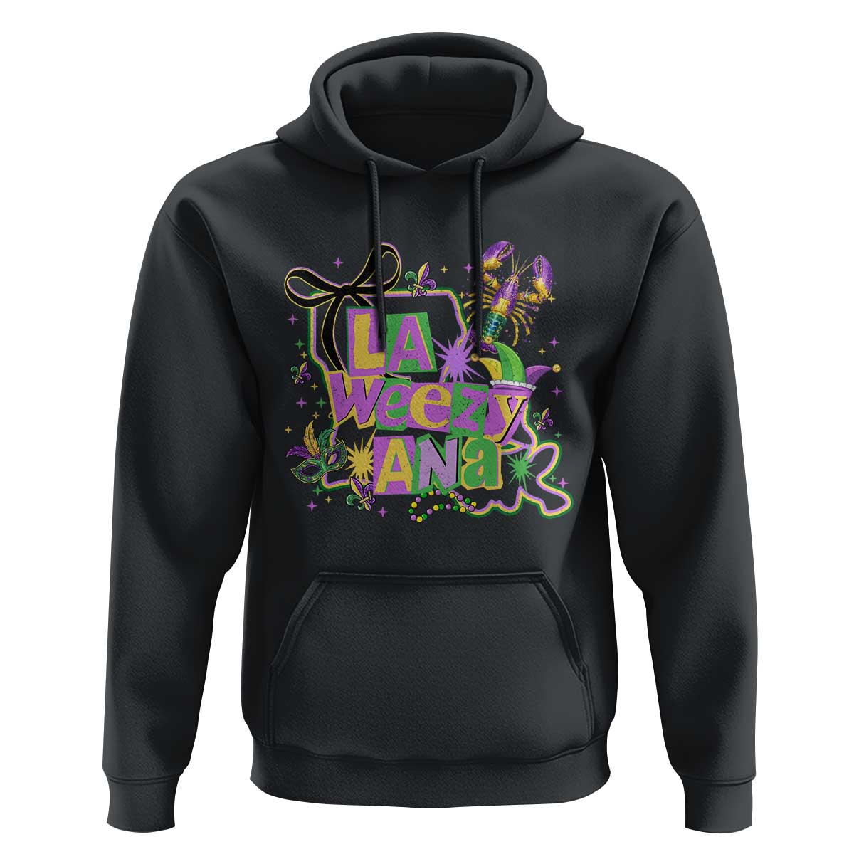 Funny Mardi Gras La Weezy Ana Hoodie New Orleans Festival Louisiana Map