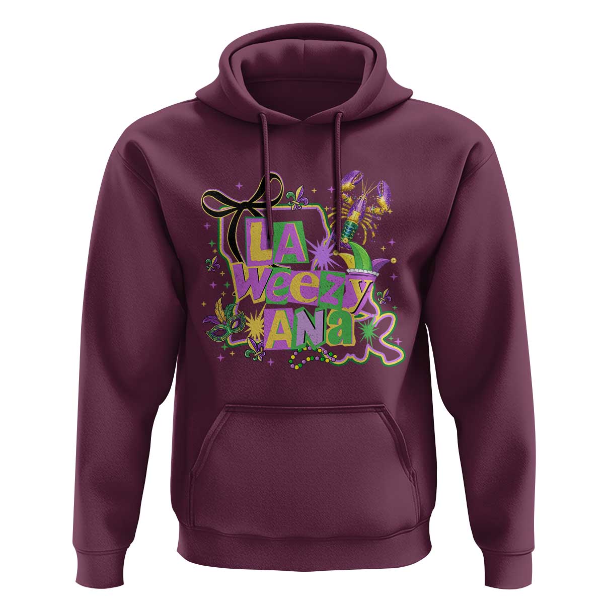Funny Mardi Gras La Weezy Ana Hoodie New Orleans Festival Louisiana Map