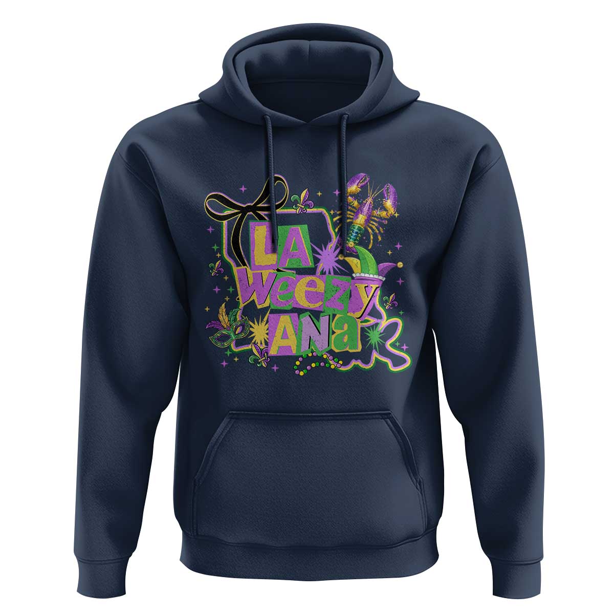 Funny Mardi Gras La Weezy Ana Hoodie New Orleans Festival Louisiana Map