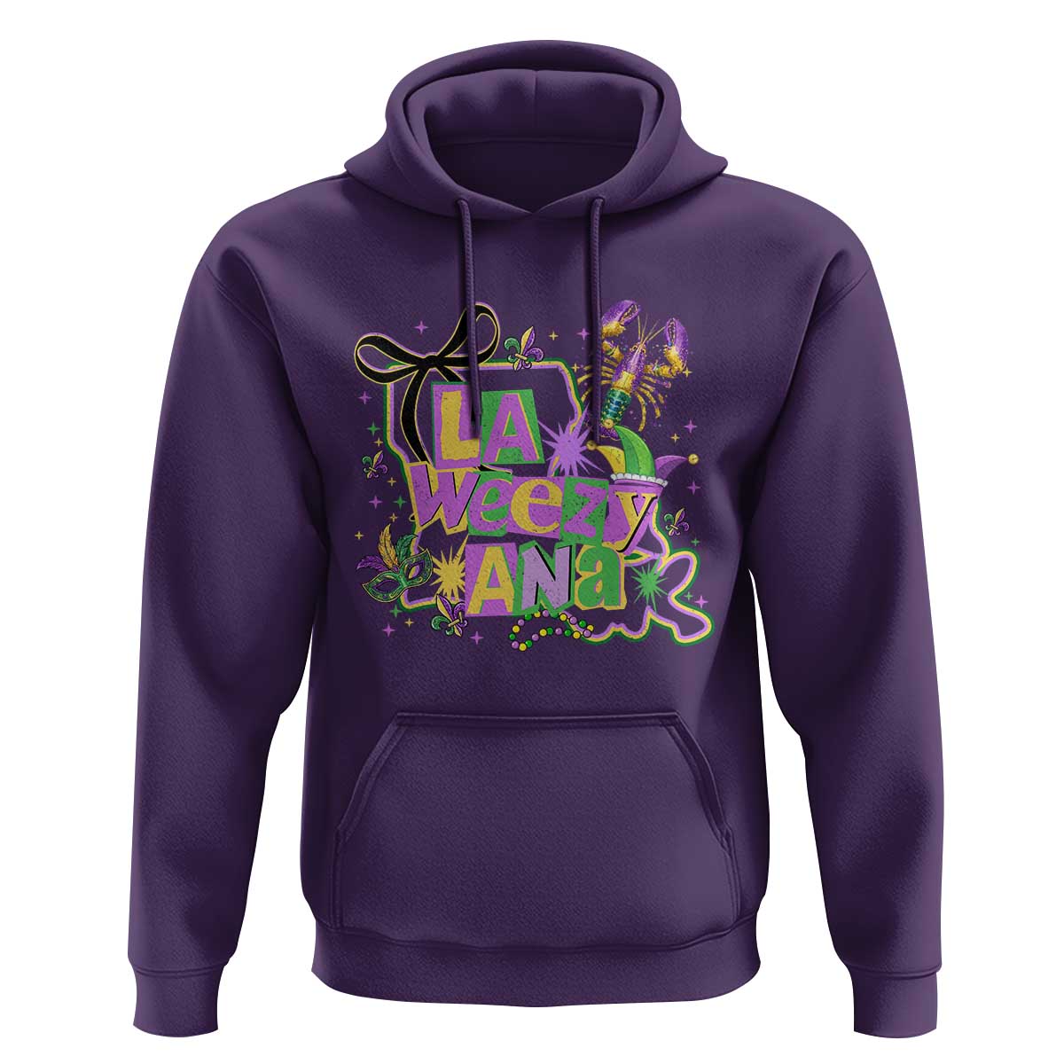 Funny Mardi Gras La Weezy Ana Hoodie New Orleans Festival Louisiana Map