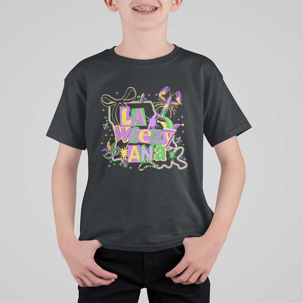 Funny Mardi Gras La Weezy Ana T Shirt For Kid New Orleans Festival Louisiana Map