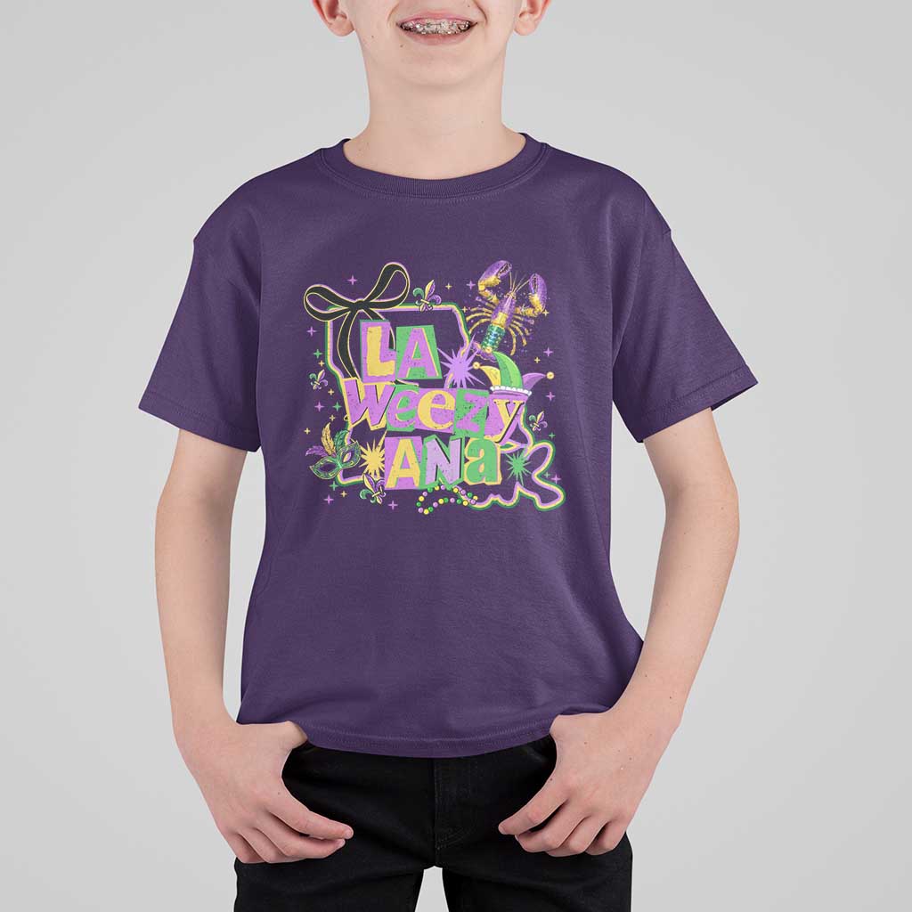 Funny Mardi Gras La Weezy Ana T Shirt For Kid New Orleans Festival Louisiana Map