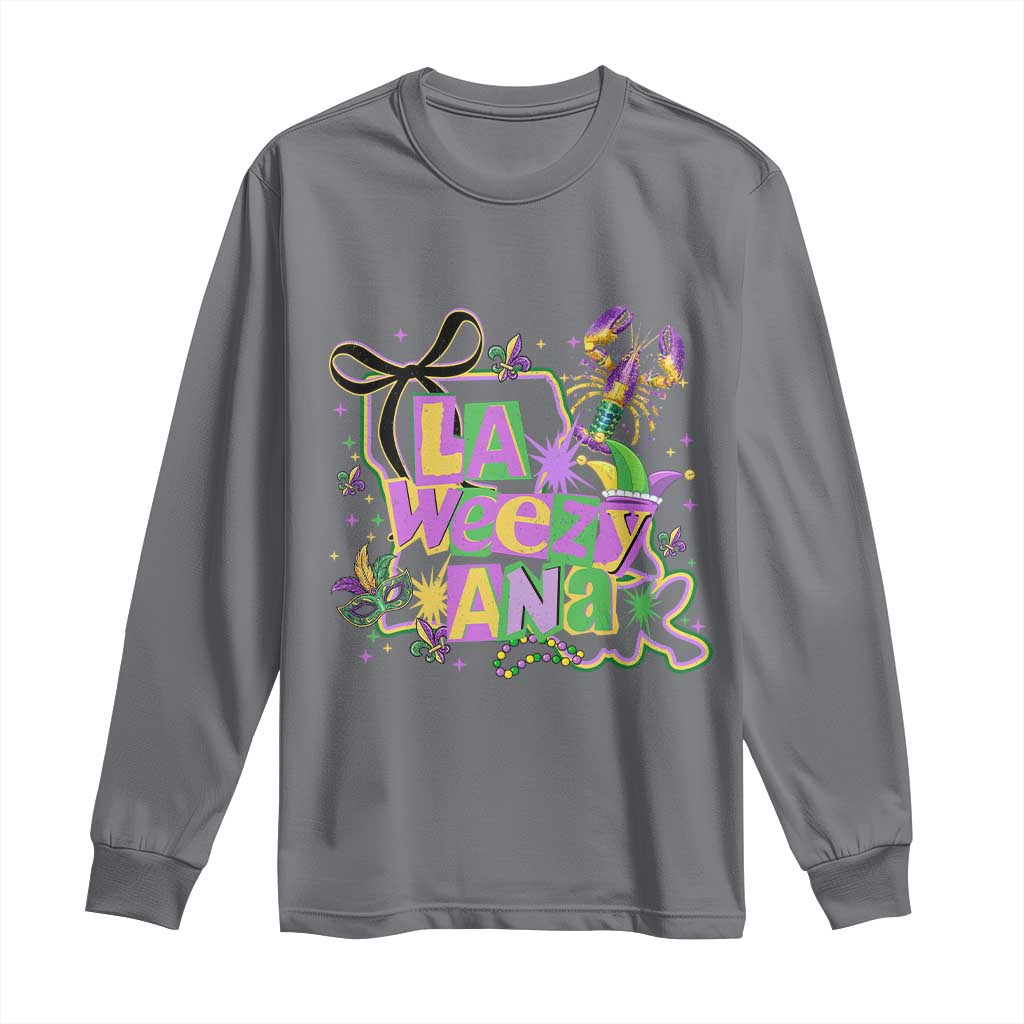 Funny Mardi Gras La Weezy Ana Long Sleeve Shirt New Orleans Festival Louisiana Map