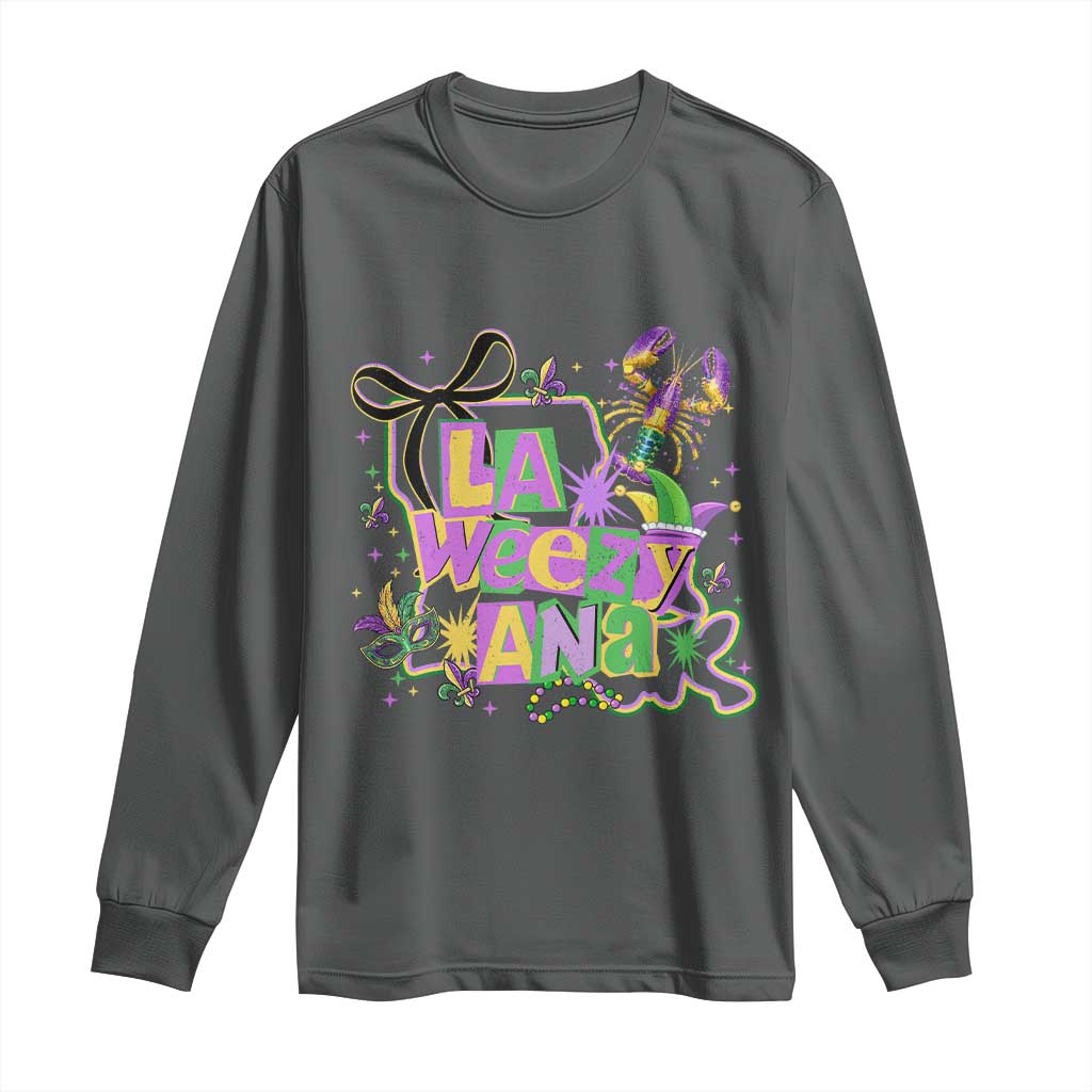Funny Mardi Gras La Weezy Ana Long Sleeve Shirt New Orleans Festival Louisiana Map