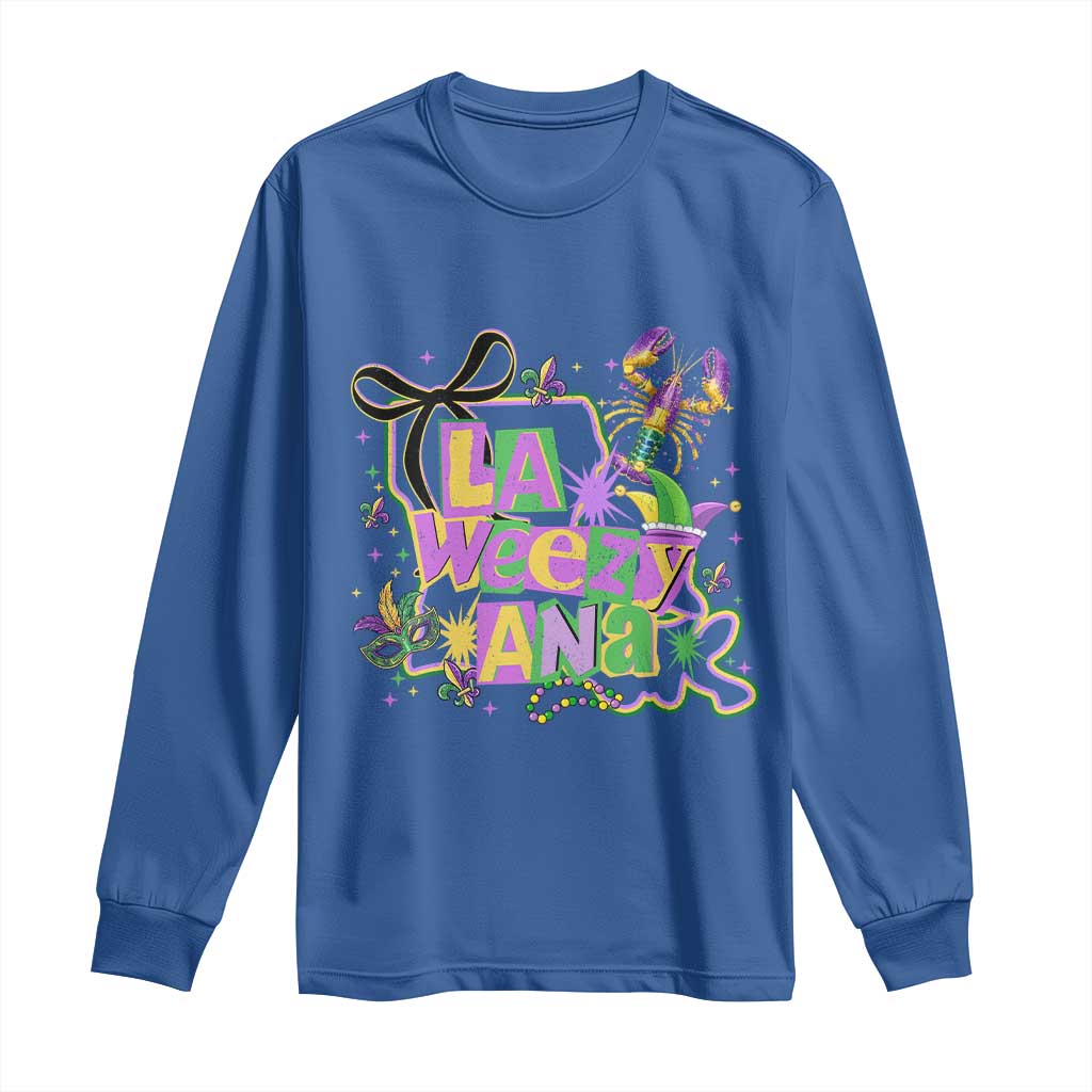 Funny Mardi Gras La Weezy Ana Long Sleeve Shirt New Orleans Festival Louisiana Map