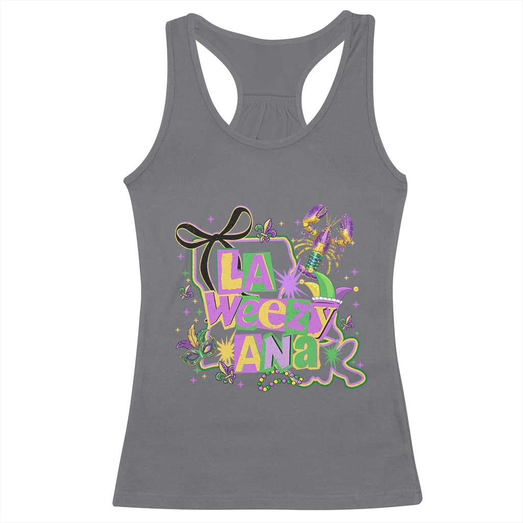 Funny Mardi Gras La Weezy Ana Racerback Tank Top New Orleans Festival Louisiana Map