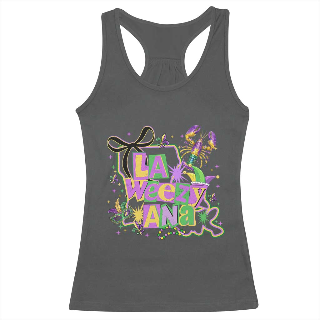 Funny Mardi Gras La Weezy Ana Racerback Tank Top New Orleans Festival Louisiana Map