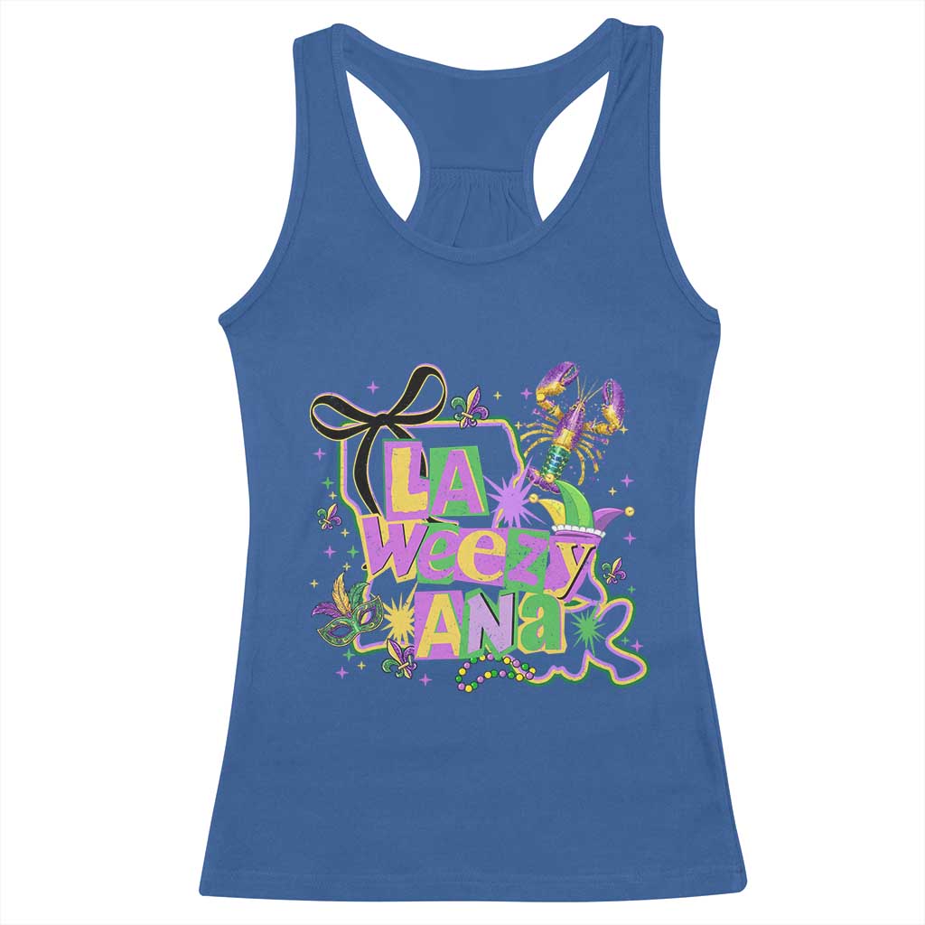 Funny Mardi Gras La Weezy Ana Racerback Tank Top New Orleans Festival Louisiana Map
