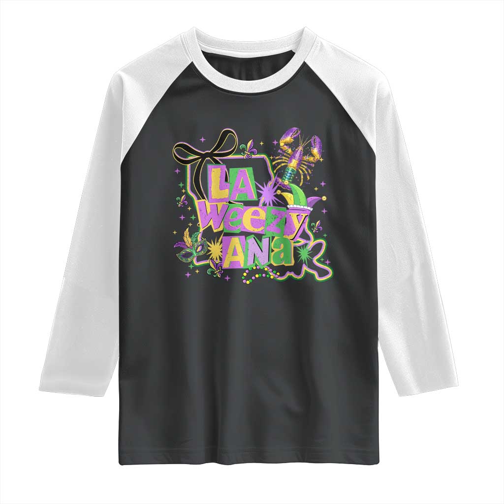 Funny Mardi Gras La Weezy Ana Raglan Shirt New Orleans Festival Louisiana Map