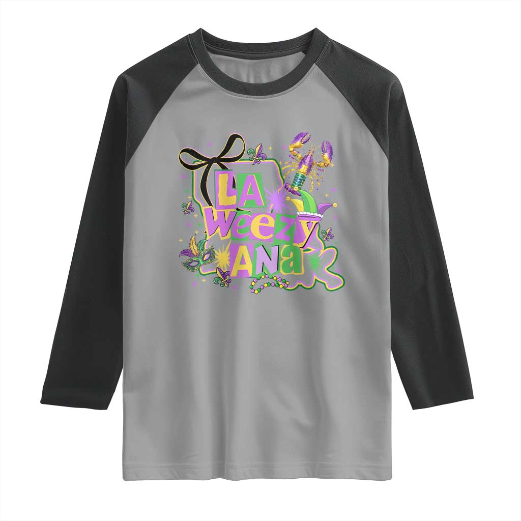 Funny Mardi Gras La Weezy Ana Raglan Shirt New Orleans Festival Louisiana Map