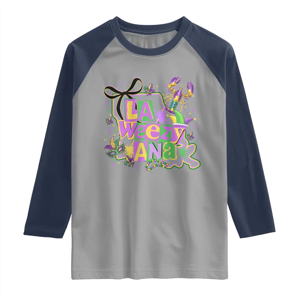 Funny Mardi Gras La Weezy Ana Raglan Shirt New Orleans Festival Louisiana Map