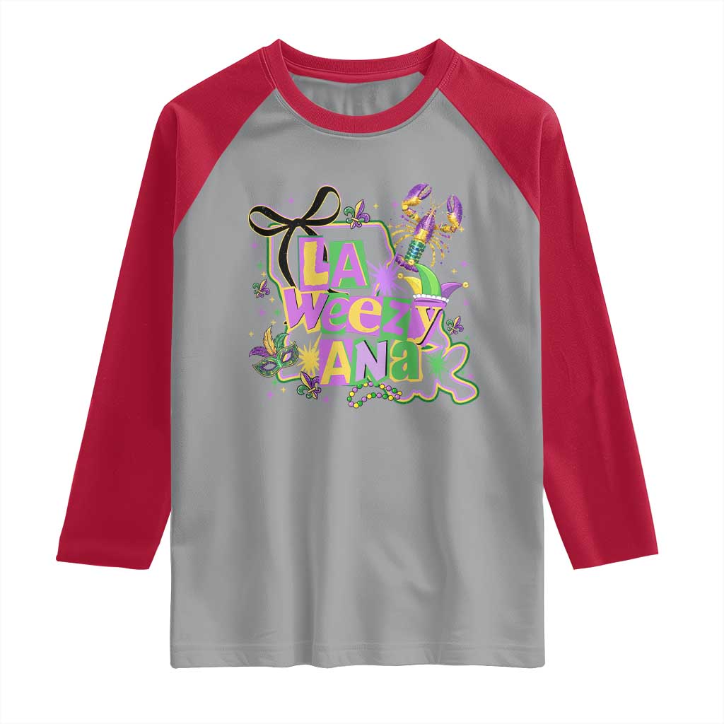 Funny Mardi Gras La Weezy Ana Raglan Shirt New Orleans Festival Louisiana Map
