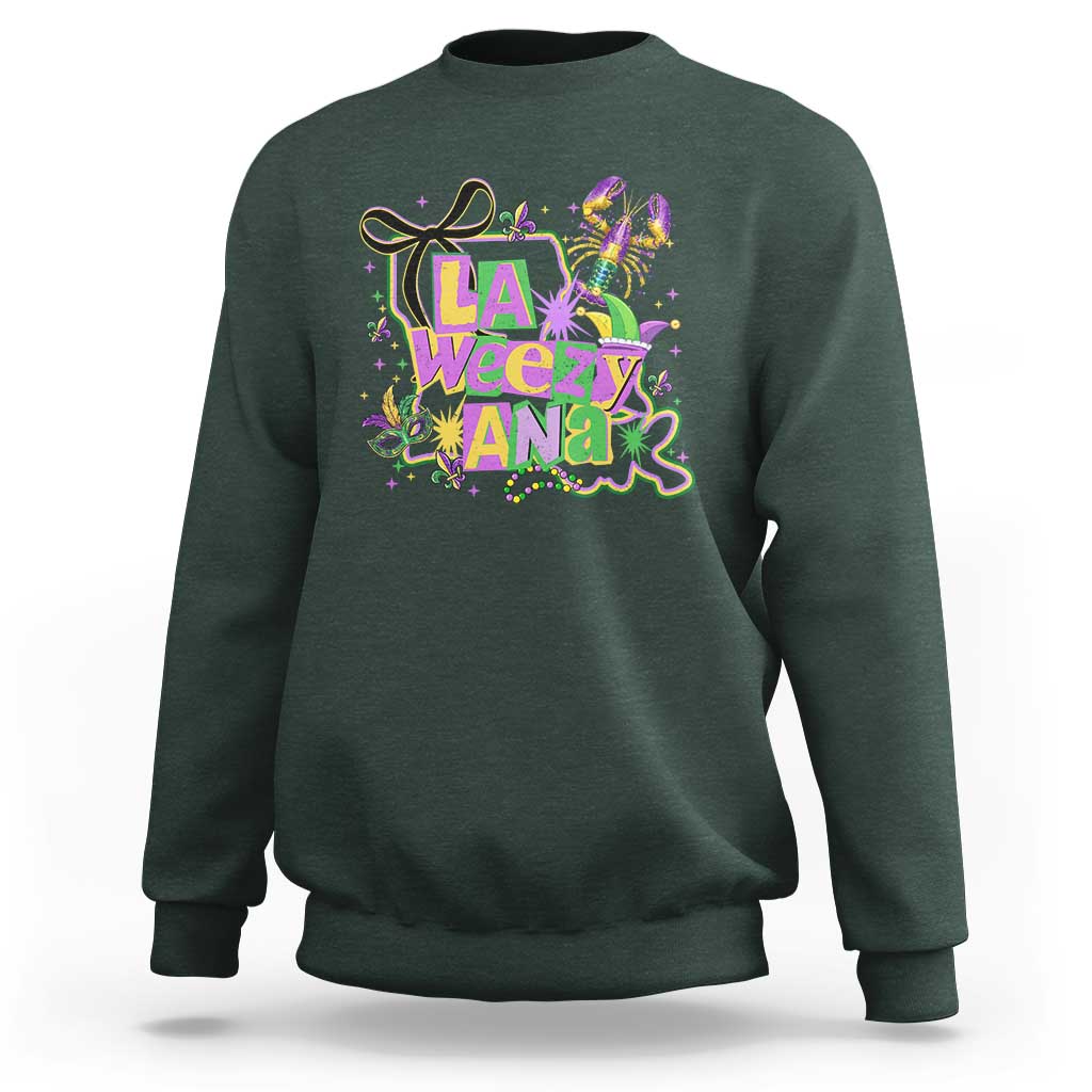 Funny Mardi Gras La Weezy Ana Sweatshirt New Orleans Festival Louisiana Map