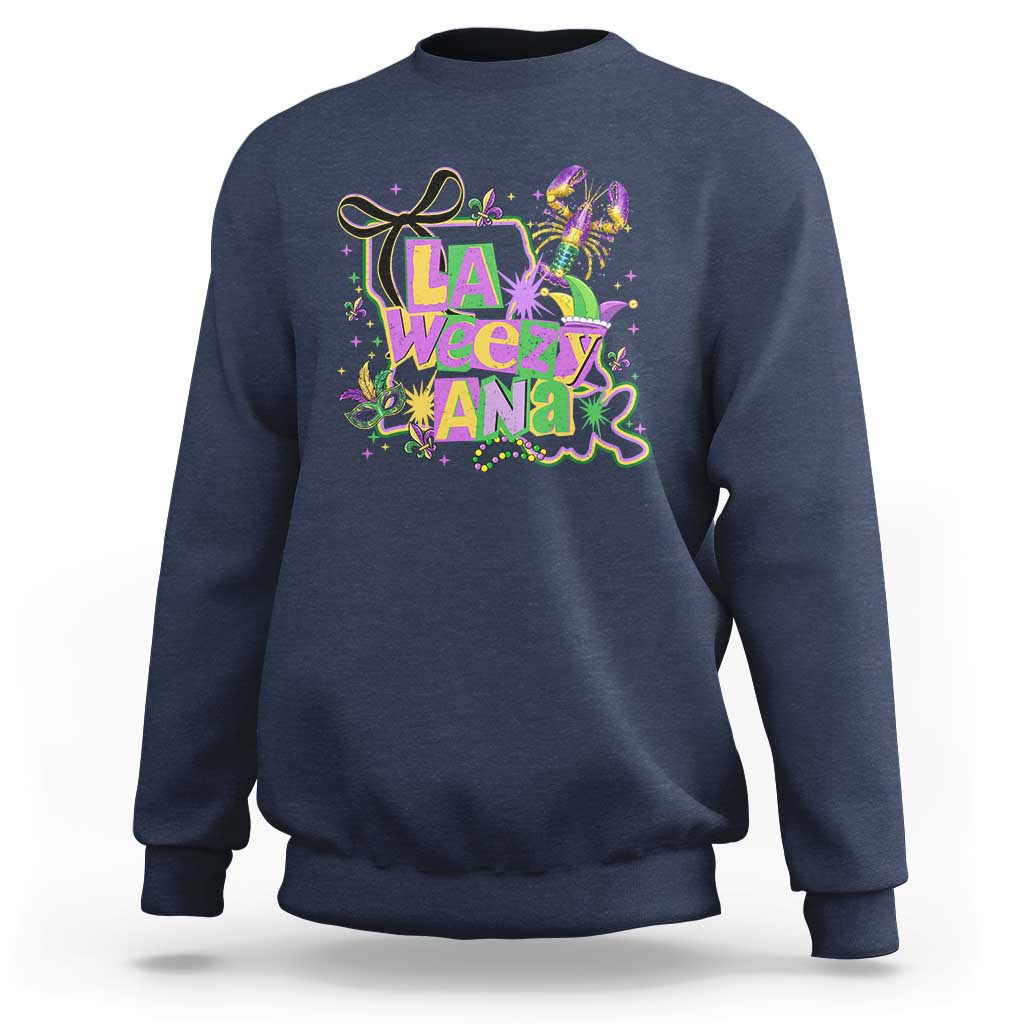 Funny Mardi Gras La Weezy Ana Sweatshirt New Orleans Festival Louisiana Map