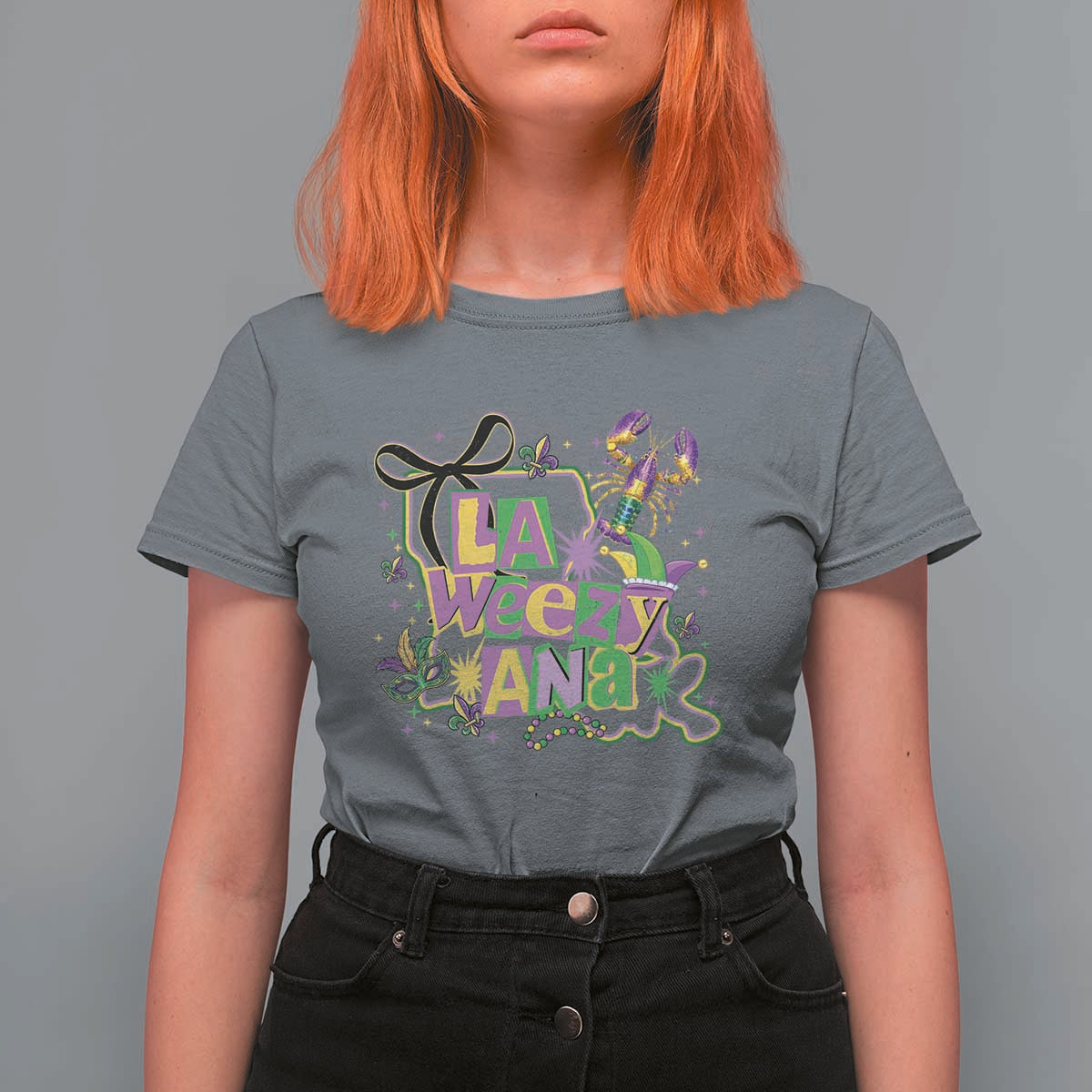 Funny Mardi Gras La Weezy Ana T Shirt For Women New Orleans Festival Louisiana Map
