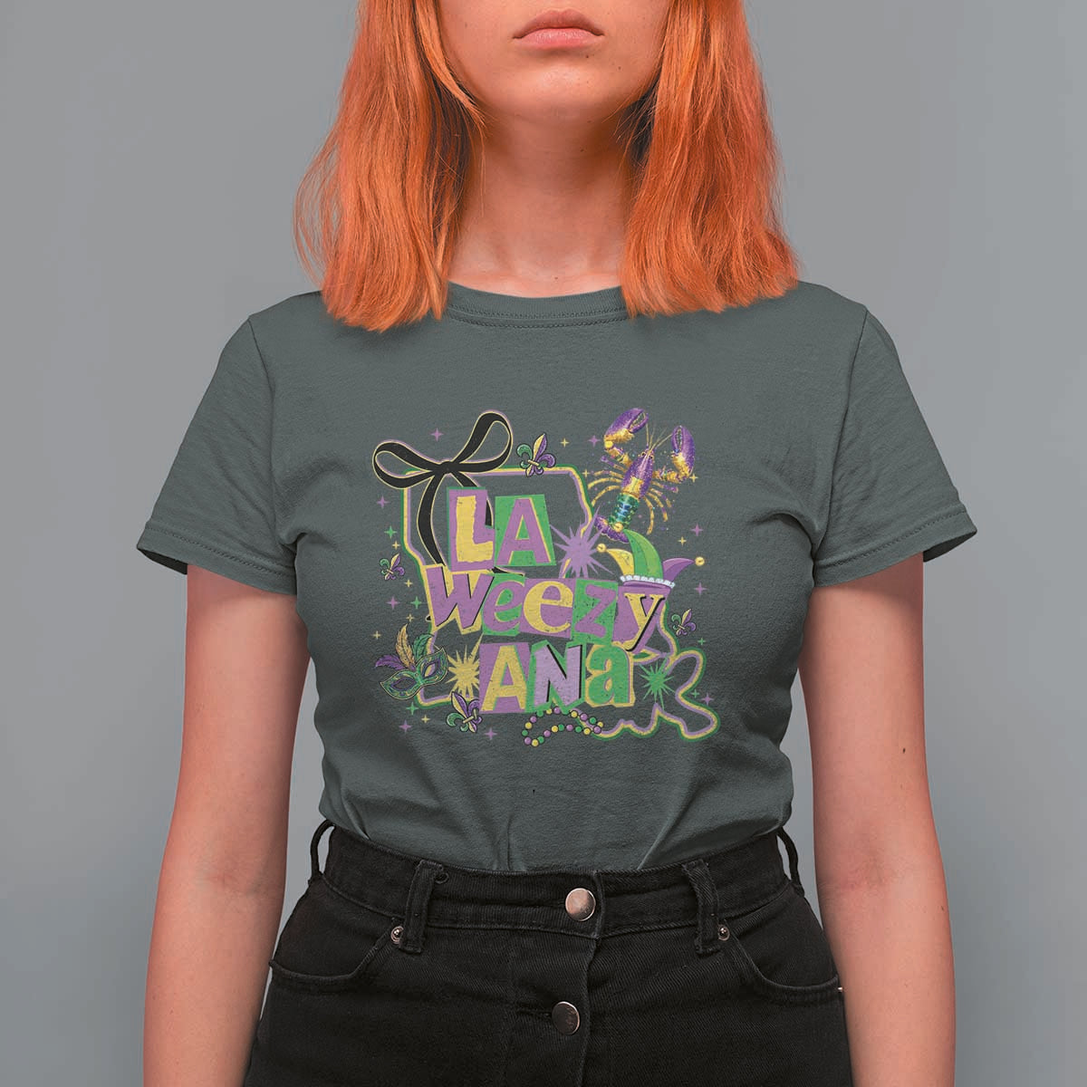 Funny Mardi Gras La Weezy Ana T Shirt For Women New Orleans Festival Louisiana Map
