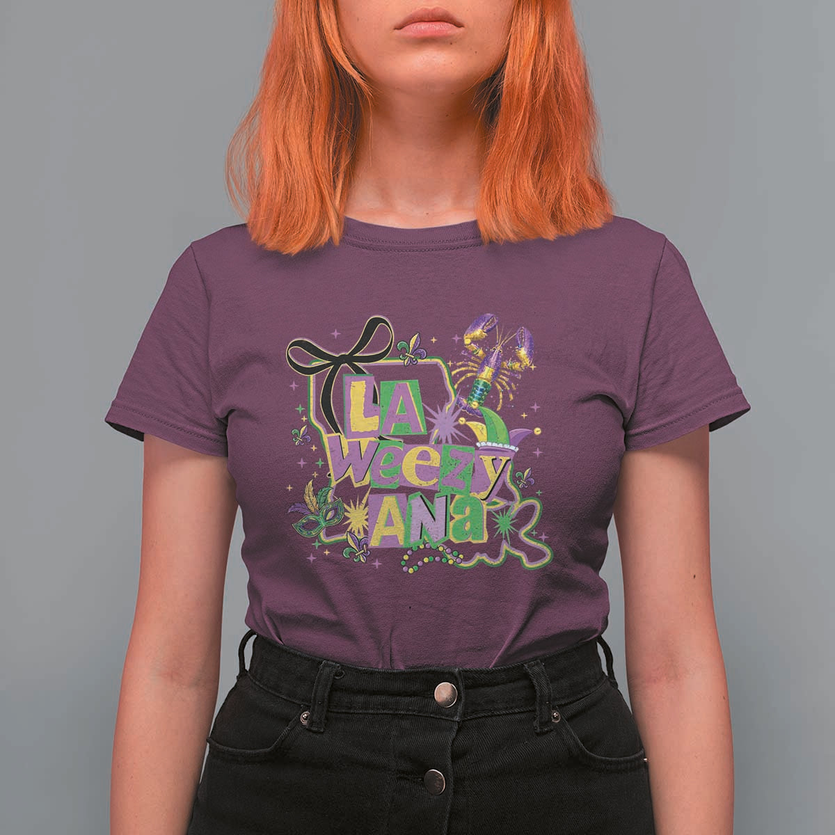 Funny Mardi Gras La Weezy Ana T Shirt For Women New Orleans Festival Louisiana Map
