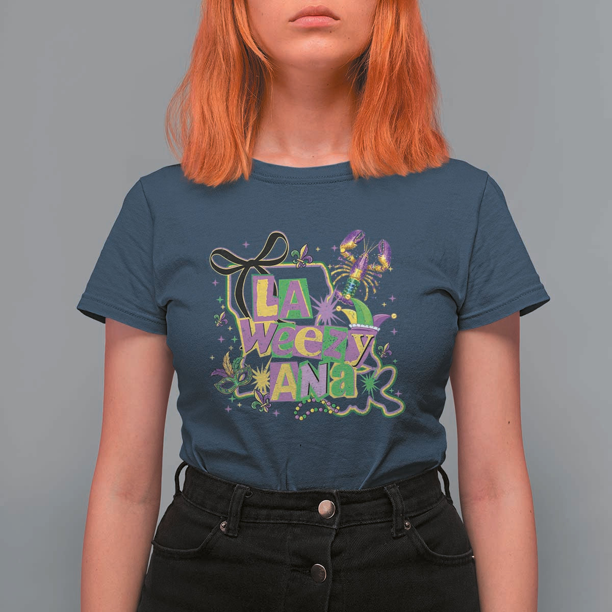 Funny Mardi Gras La Weezy Ana T Shirt For Women New Orleans Festival Louisiana Map