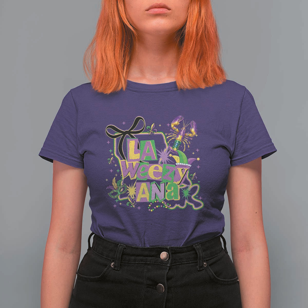 Funny Mardi Gras La Weezy Ana T Shirt For Women New Orleans Festival Louisiana Map